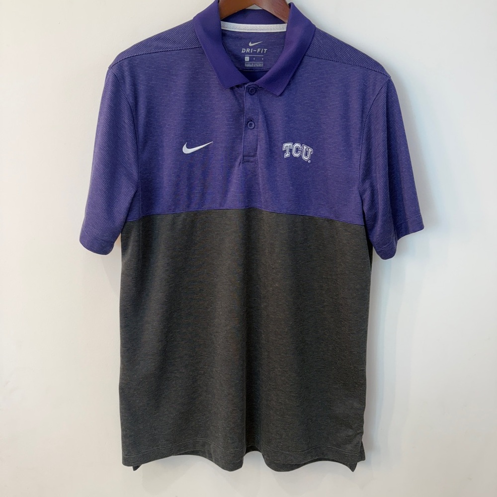 Nike Men's TCU Two-Tone Purple and Gray Polo Shirt